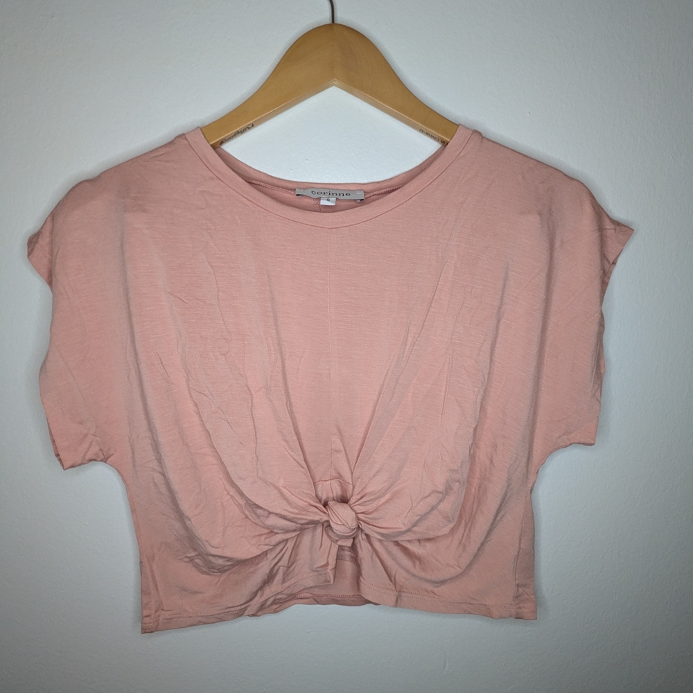 Evereve Blush Knot-Front Crop Top
